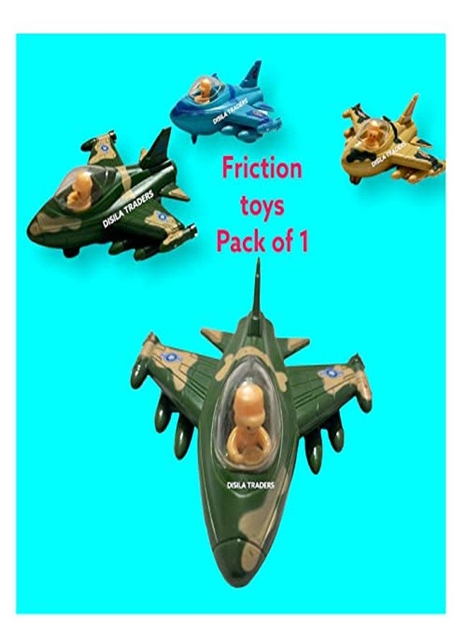 DISILA TRADERS Multi-Color Friction Plane Toys for Kids. Powered Fighter/ Army Plane Toys. (Random Colors - Pack of 1)(Birthday Gift) - Image 1
